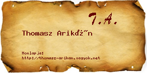 Thomasz Arikán névjegykártya